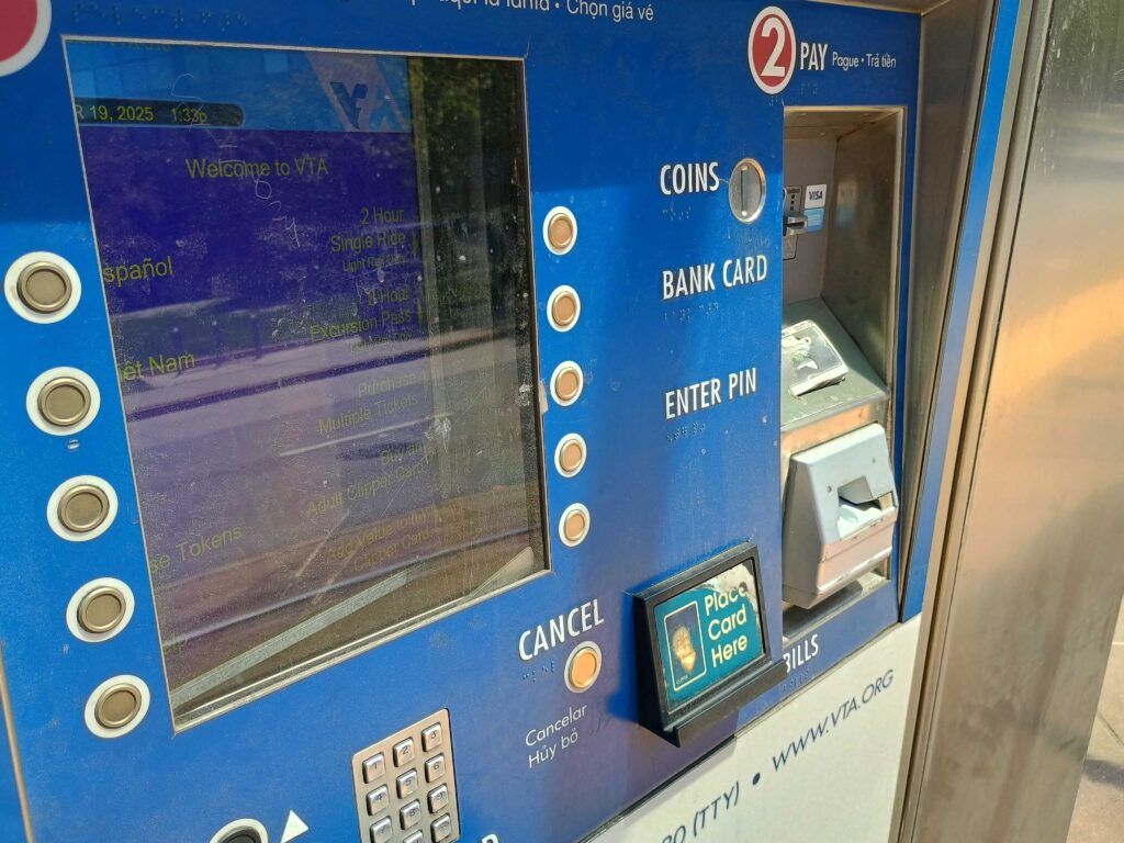 A picture of a VTA ticket machine